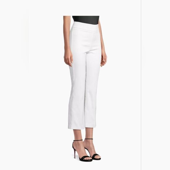 Avenue Montaigne Leo Flare Crop Pants White Stretchy Chic Coastal City Size 12 - Picture 1 of 13